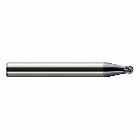 HARVEY TOOL 0.1250 in. 1/8 Cutter dia x 0.10in. Length of Cut Carbide Ball End Mill, 4 Flutes, AlTiN Coated 758308-C3